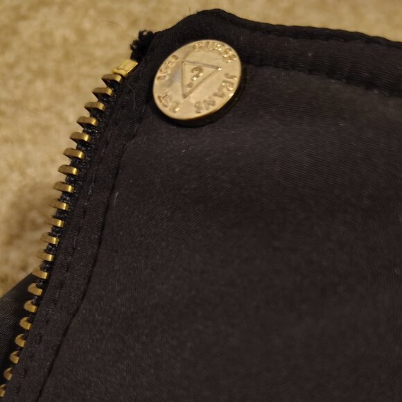 Guess Black Asymmetrical Zip Black MOTO Fitted Jacket Pea Coat Size Small - Picture 14 of 15